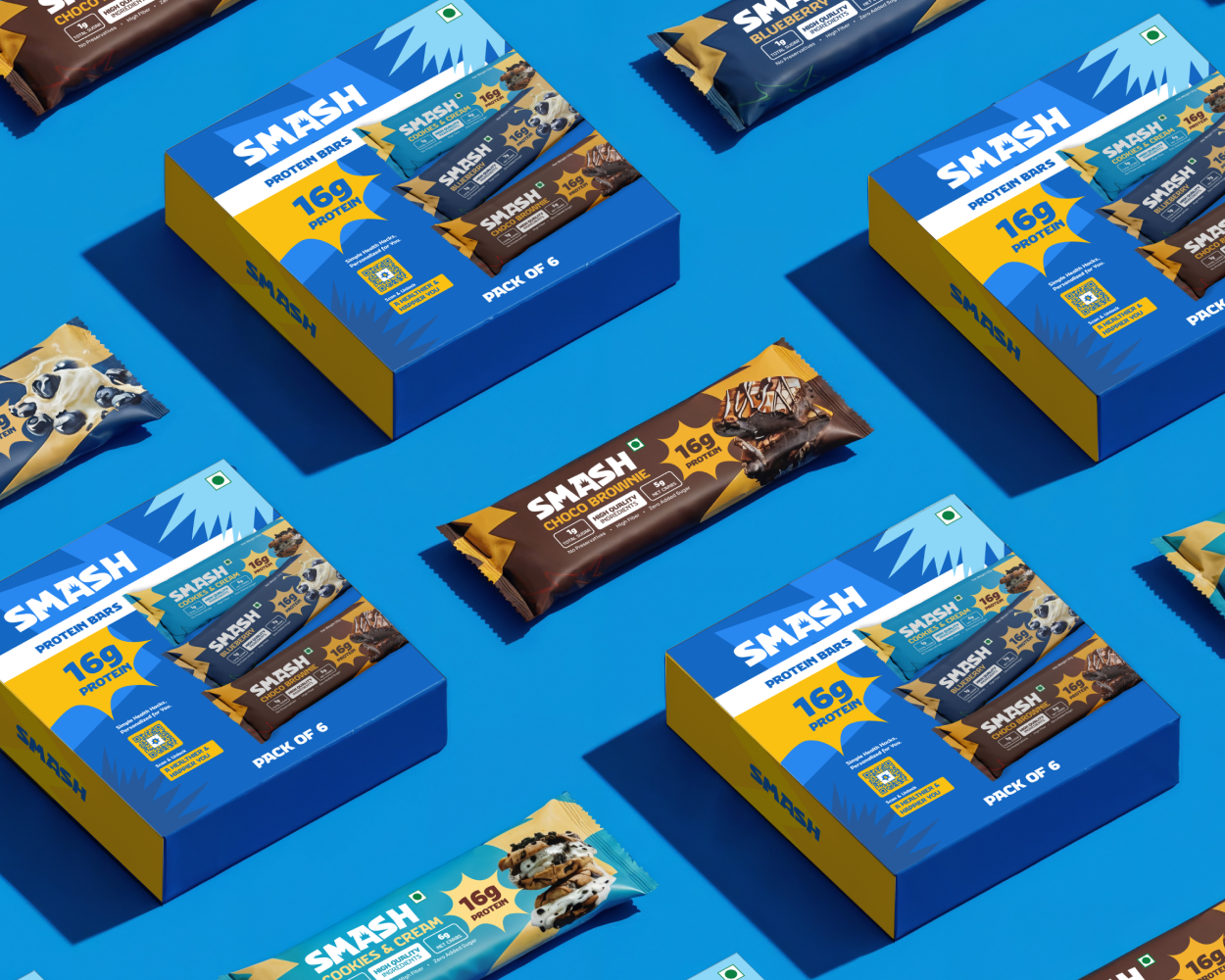 Smash Protein Bars branding and packaging by LogoSayLove